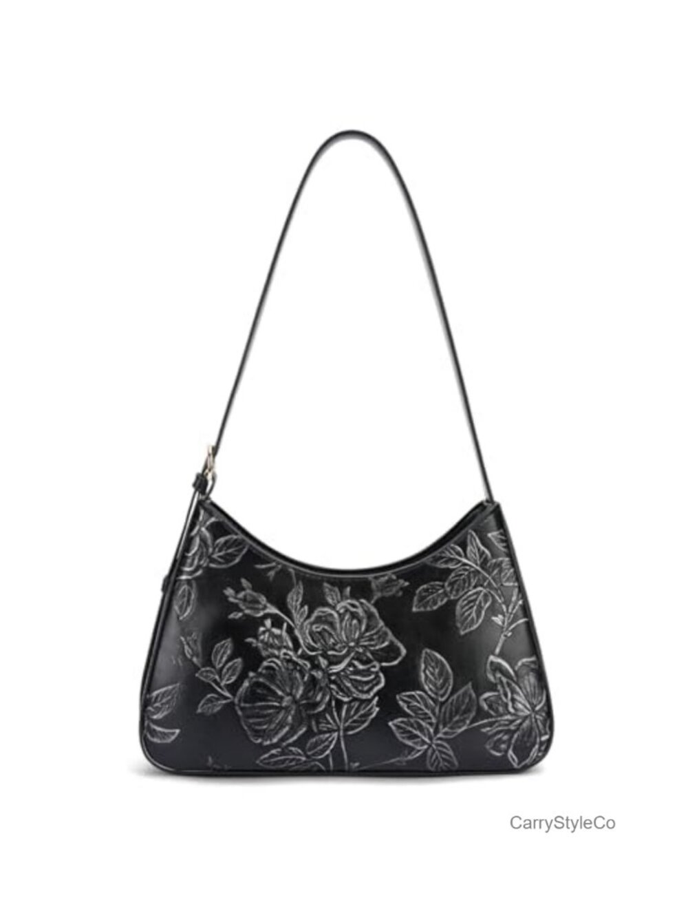 Vegan Leather Crescent Hobo Shoulder Bag Embossed Top-Handle Clutch Purse